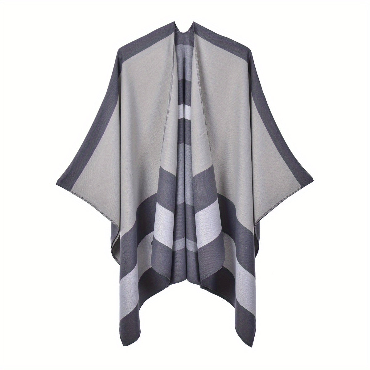 Striped Shawl Wrap Warm Cape Thick Cardigan Blanket Scarf For Women