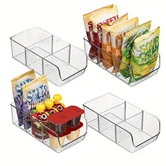 Clear Divided Refrigerator Organizer Bin with Handles