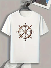 Rudder Pattern Men's Sports T-shirt Graphic Tee for Fitness