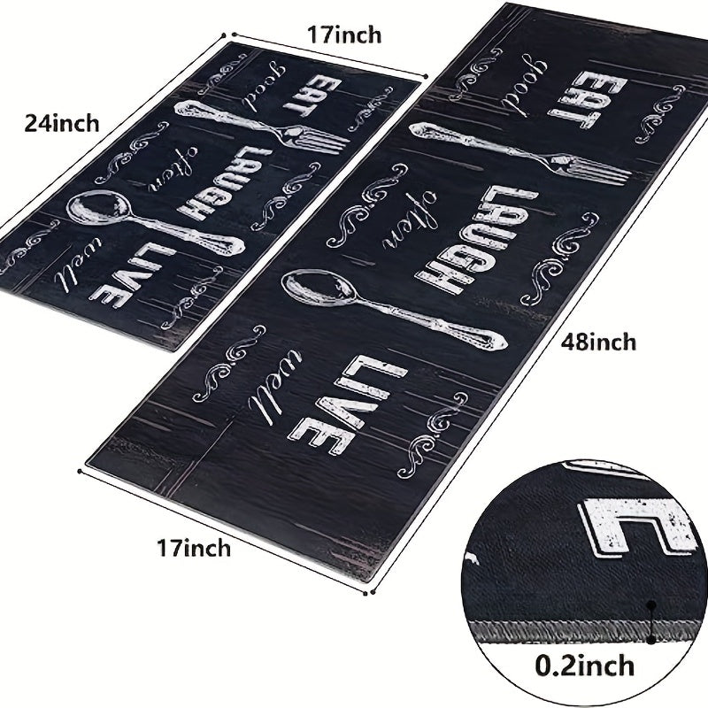 2pcs Kitchen Mat Anti Slip Polyester Carpet Absorbent Bath Mat