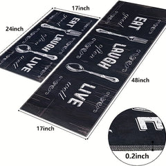 2pcs Kitchen Mat Anti Slip Polyester Carpet Absorbent Bath Mat
