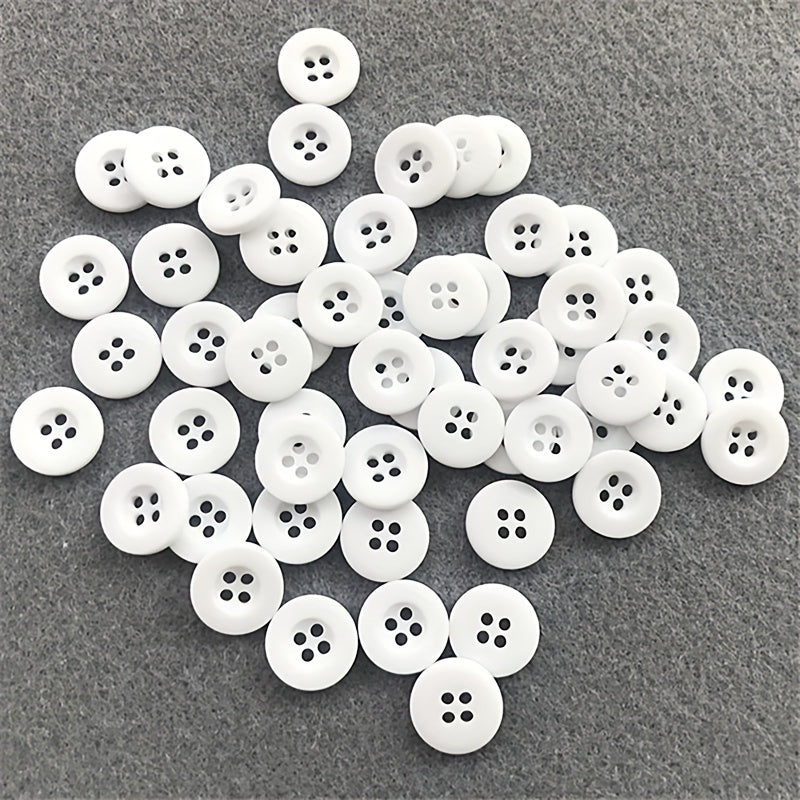 50pcs 15mm Sewing Flatback Buttons 4 Holes Plastic Resin DIY Crafts