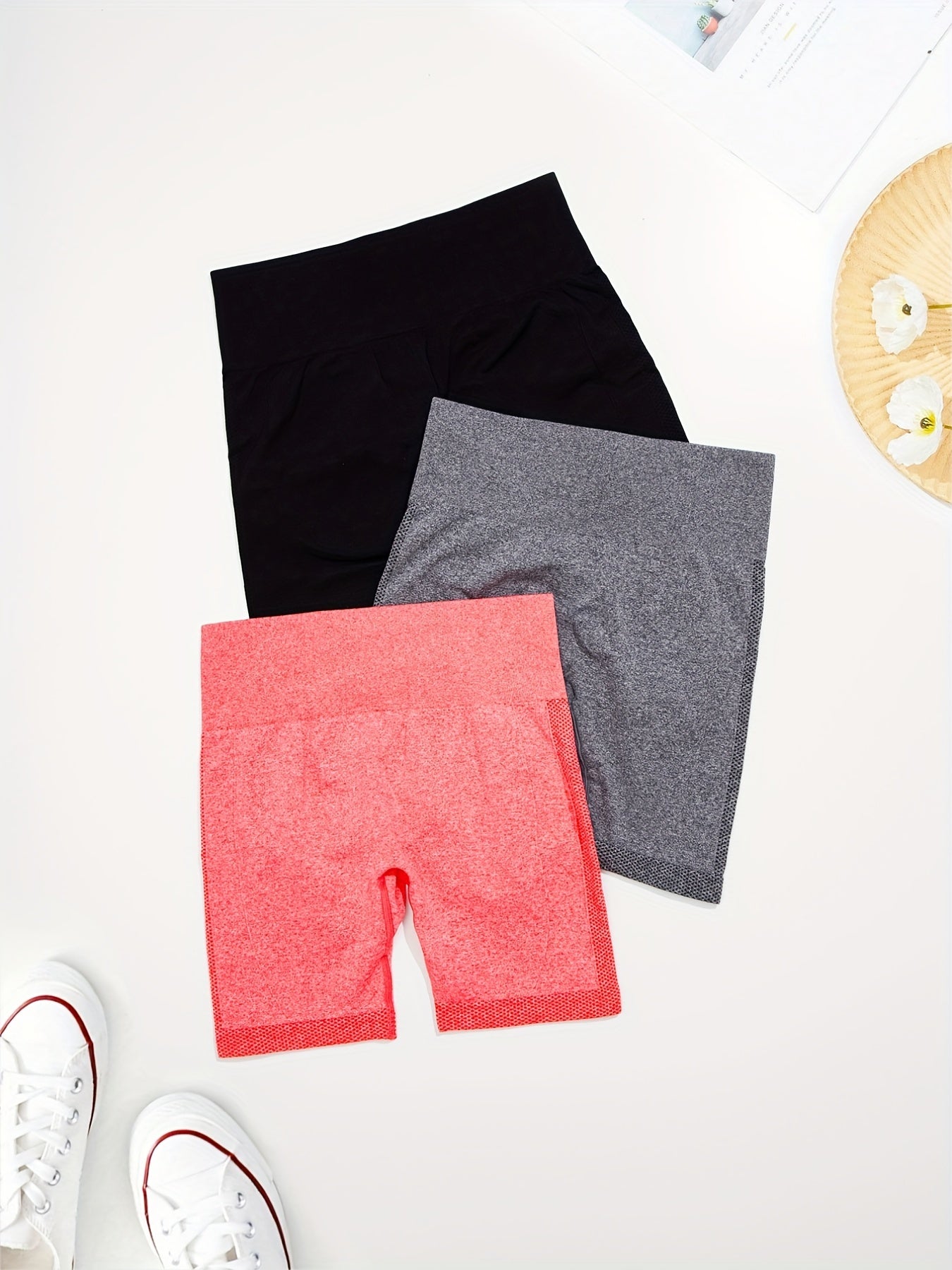 3Pcs Butt Lifting High Stretch Sports Shorts for Women