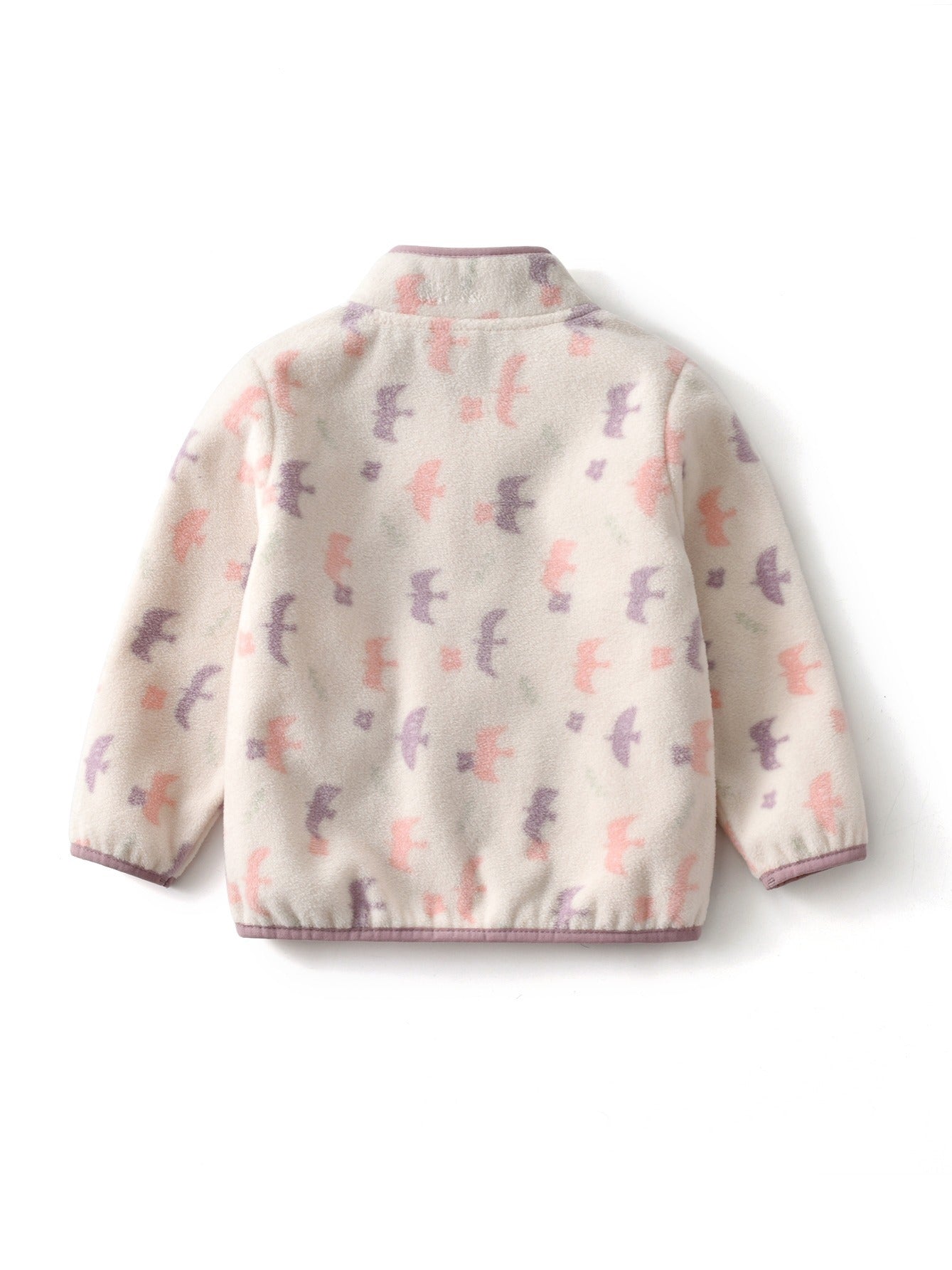 Girls Bird Printed Casual Warm Stand Collar Jacket