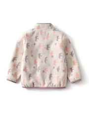 Girls Bird Printed Casual Warm Stand Collar Jacket