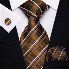 Men's Business Accessories Set: Necktie, Handkerchief & Cufflinks