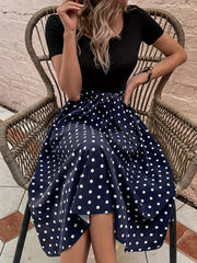 Polka Dot Print Dress Casual Short Sleeve Women's Clothing