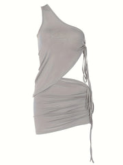 Sexy Drawstring 2-Piece Set Sleeveless Top & Ruched Skirt