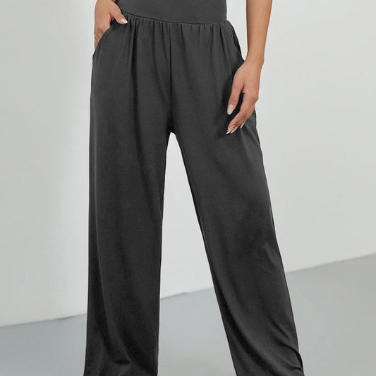 Wide Leg Casual Pants Elastic Waist Yoga Running Loose Pants