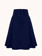 Casual Skirt Women's Plus Solid Lace Up High Rise Maxi Skirt