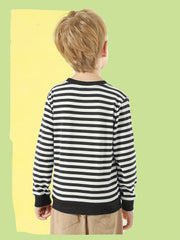 Boys Striped Pullover Sweatshirt Long Sleeve Crew Neck Tops