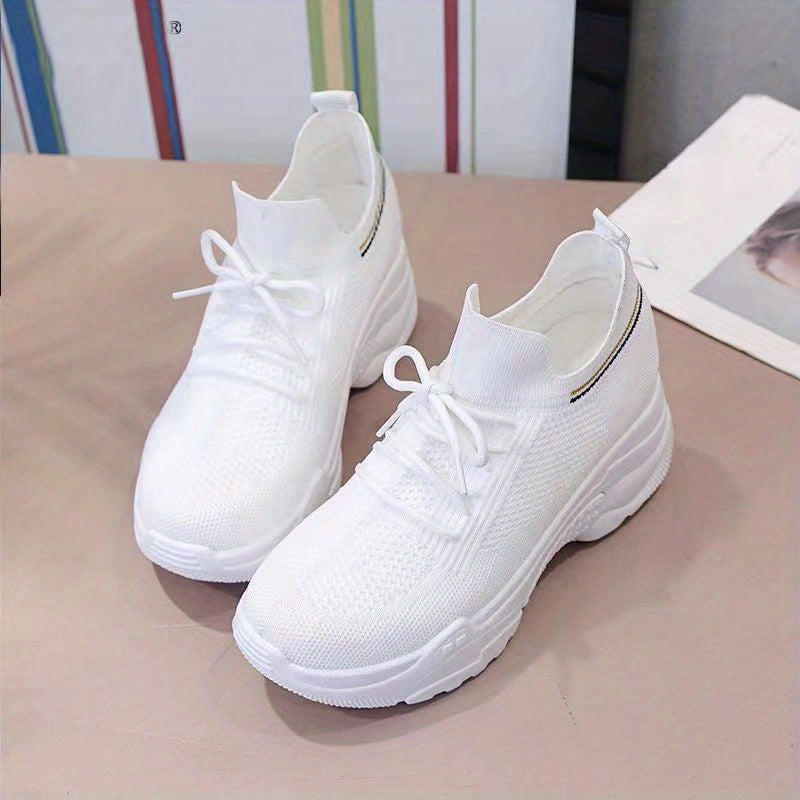 Women's Breathable Chunky Sneakers Casual Hidden Heel Shoes