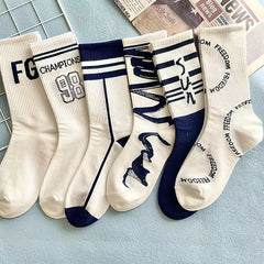 6 Pairs Letter Print Ribbed Socks for Women