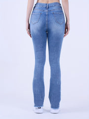 High Rise Bootcut Jeans with Raw Trim