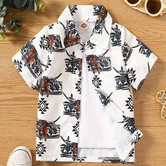 Baby Boys Bull Graphic Print Short Sleeve Shirt