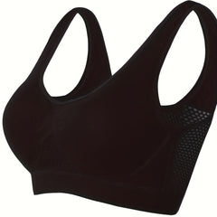 Sports Bra Women's Plus Hollow Mesh Fitness Gym Bra