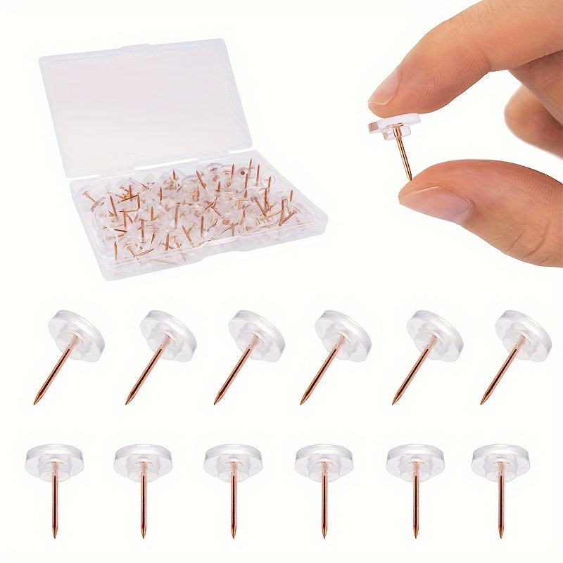 100pcs Rose Push Pins Thumb Tacks Steel Point Standard Plastic Heads Pins