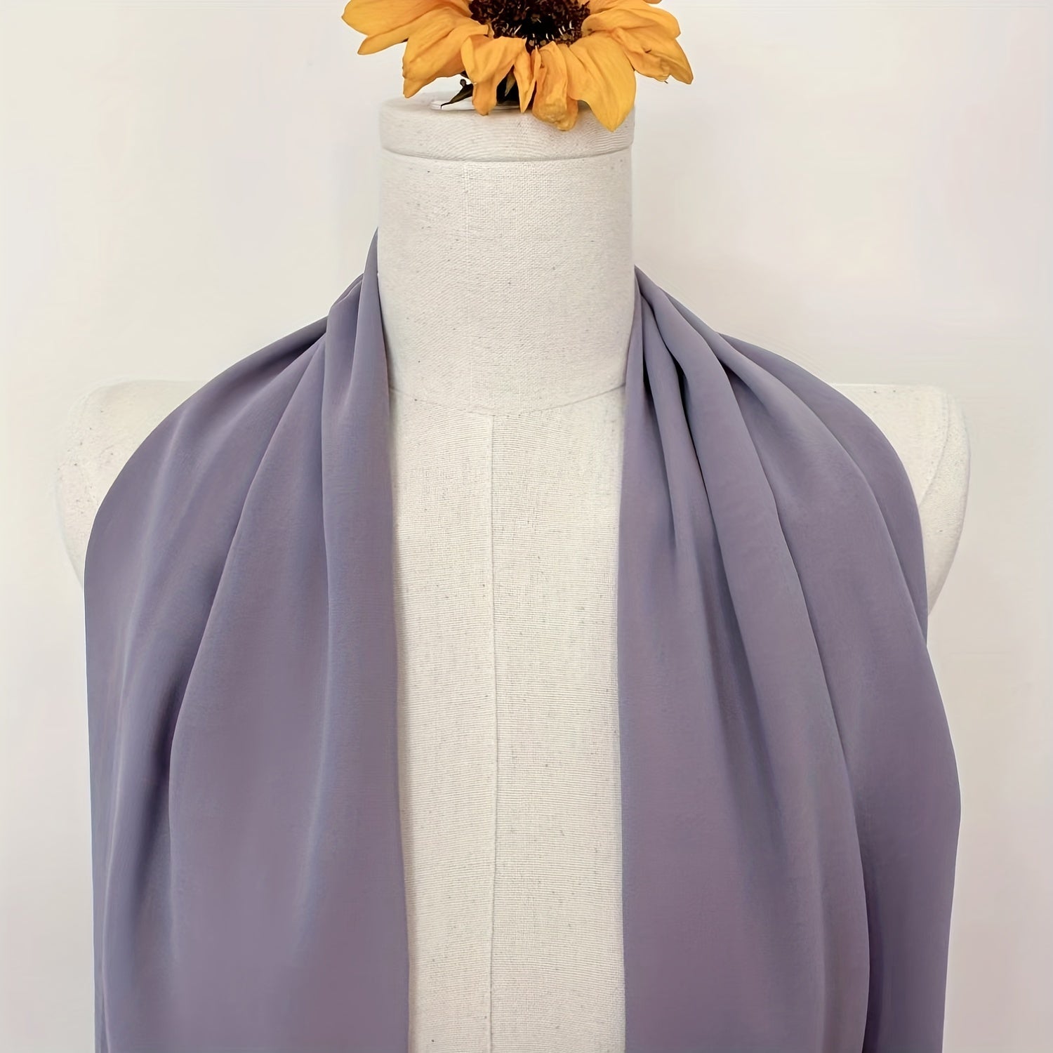2pcs Soft Chiffon Scarf & Inner Cap Set Solid Turban Head Wrap Shawl