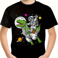Astronaut Dinosaur Print Boy's T-shirt