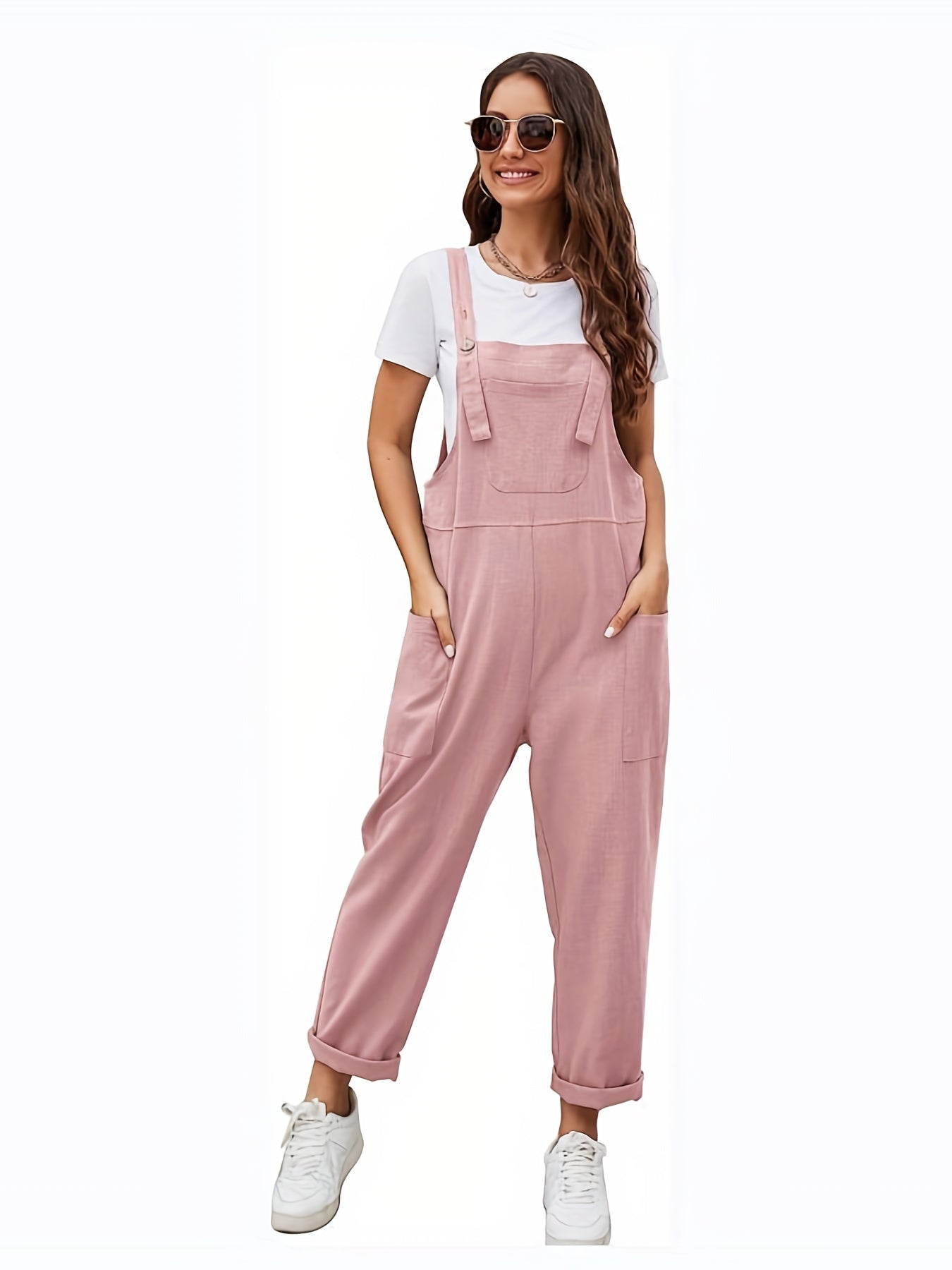 Sleeveless Jumpsuit With Pockets Women's Clothing