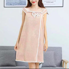 Soft Coral Velvet Bathrobe with Bowknot Pocket