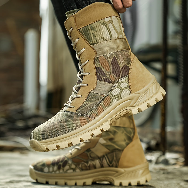 Men's Military Style Hiking Boots Non Slip Lace Up Durable Shoes
