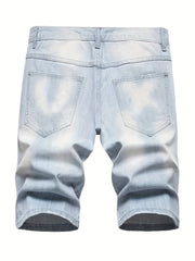 Men's Ripped Denim Shorts Casual Street Style Distressed Washed Denim Summer