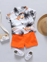 Casual Baby Boy Hawaiian Outfit Floral Shirt Shorts Set