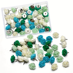 40pcs Rose Theme Push Pins Decorative Flower Cork Board Tacks