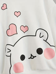 Girls' Pretty Cat Graphic Hooded Sweatshirt