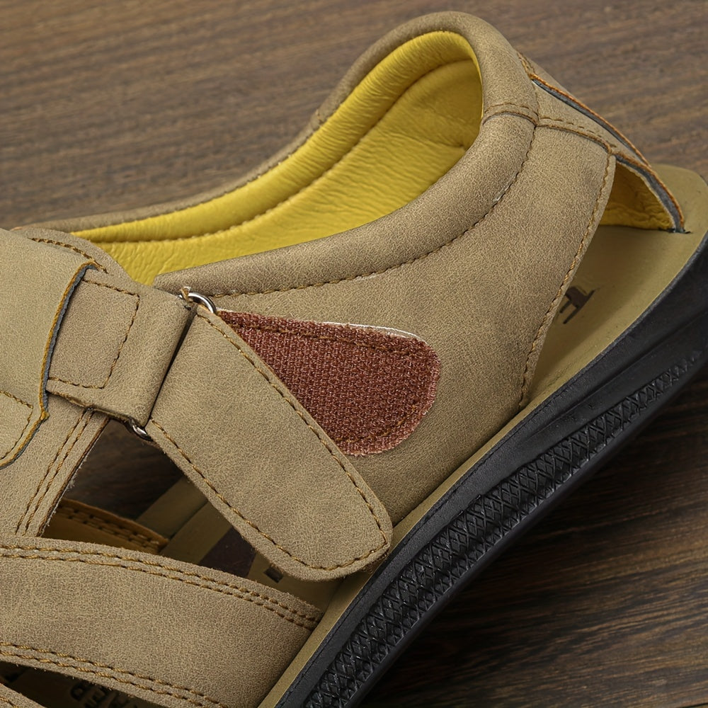 Men's Casual Solid Closed Toe Strap Sandals Outdoor Rubber Sole