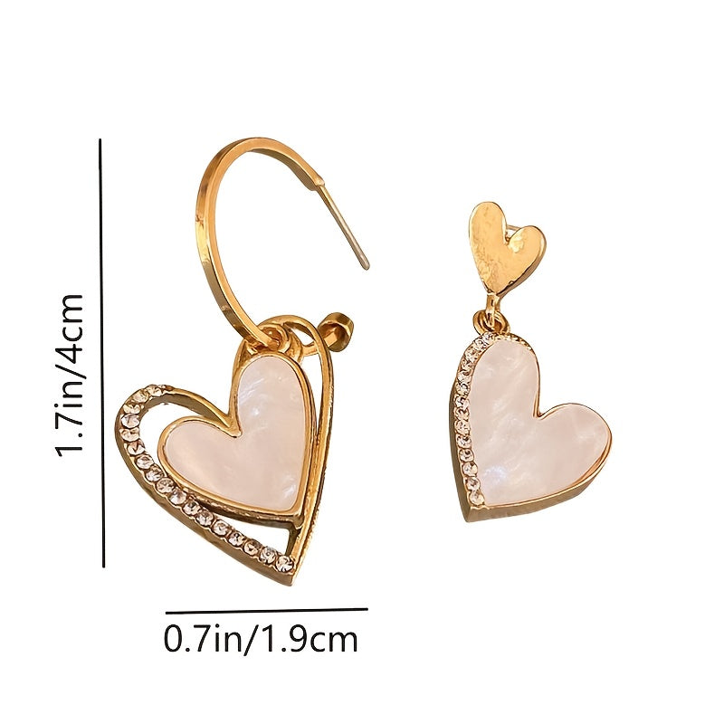 2pcs Girls Heart Asymmetrical Earrings Kids Accessories