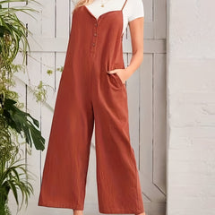 Wide Leg Spaghetti Jumpsuit V Neck Casual Sleeveless