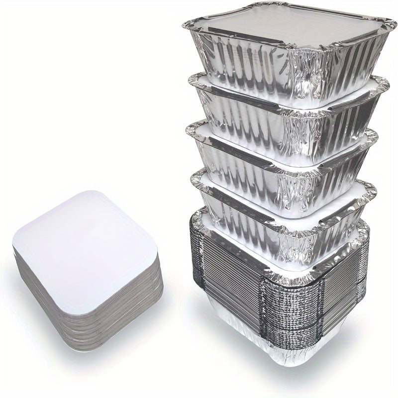 20pcs Aluminum Foil Food Containers With Plastic Lids Disposable Pans