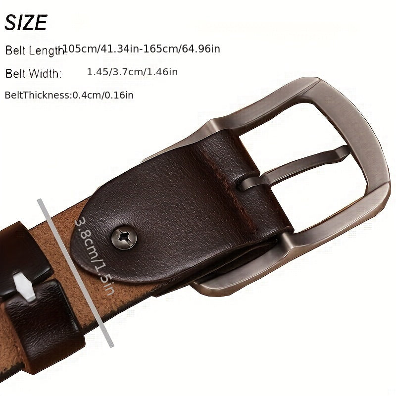 Men's Cowhide Leather Belt with Pin Buckle