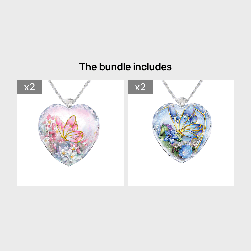 Butterfly Heart Pendant Necklace Holiday Gift For Girls