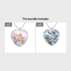 Butterfly Heart Pendant Necklace Holiday Gift For Girls