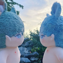 Plush Doll with Big Ears & Tail, Green, Optional Skeleton, Weak Magnet
