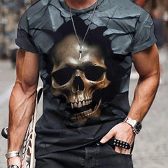 Skull 3D Print Men's Graphic Tee Short Sleeve Pullover Top