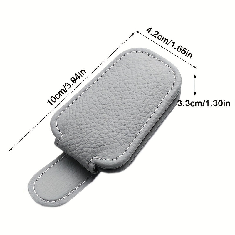 Car Sun Visor Sunglasses Holder Magnetic PU Leather Glasses Clip