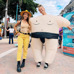 Adult Inflatable Sumo Costume with Hooded Headgear & Belt