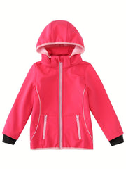 Girl's Soft Shell Hooded Jacket for Outdoor Adventures