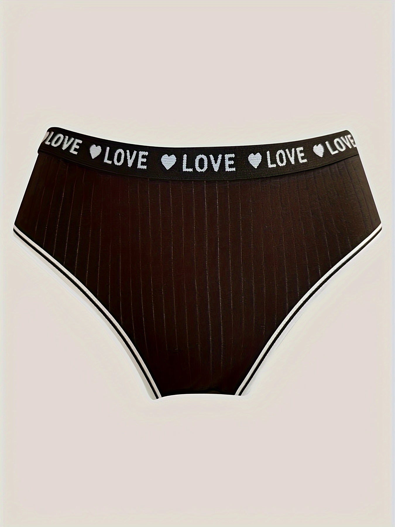 5 Pack Plus Size Panties Set Women's Plus Low Waist Ribbed Letter Tape