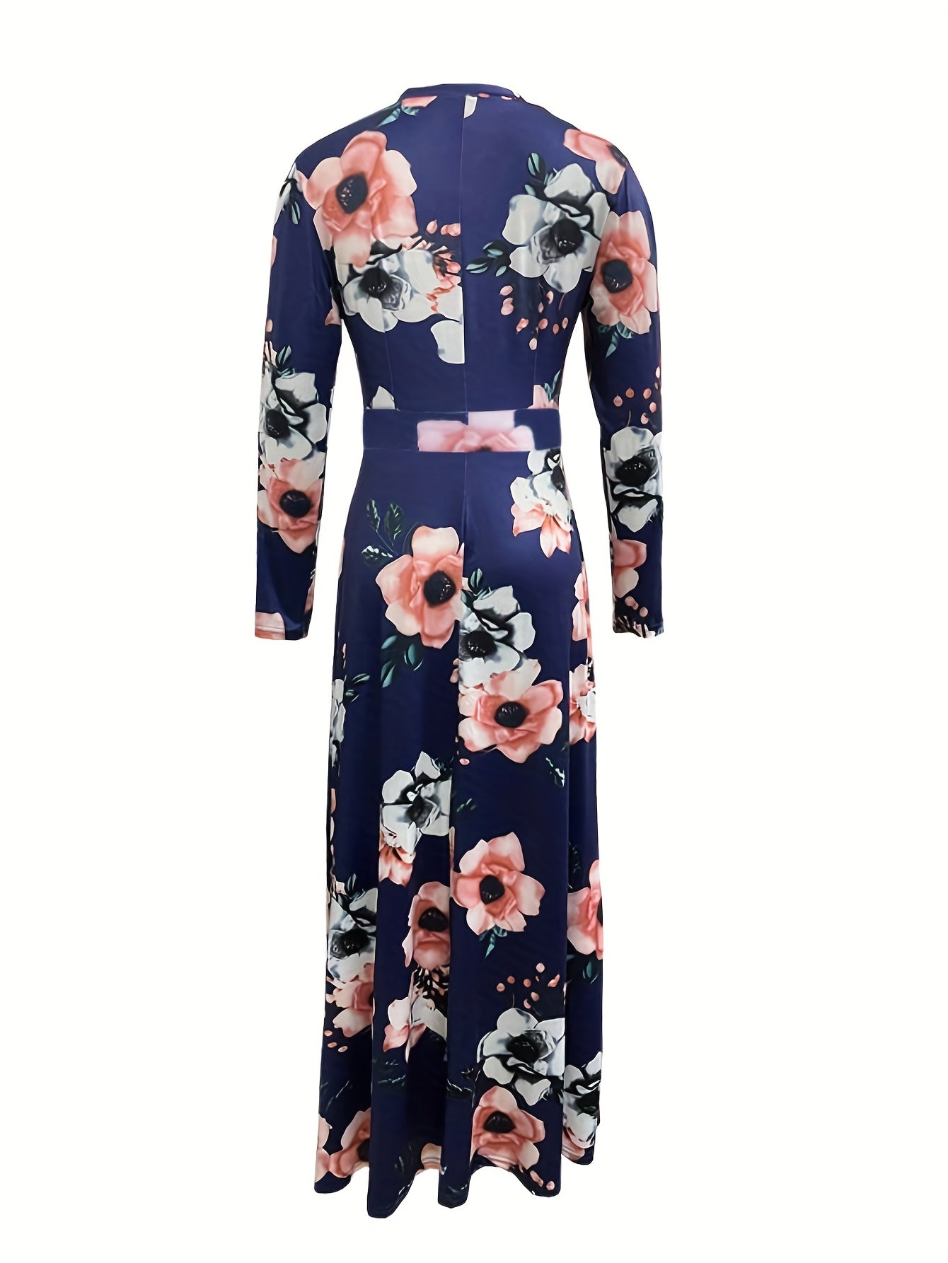 Retro Floral Print Dress Long Sleeve Casual