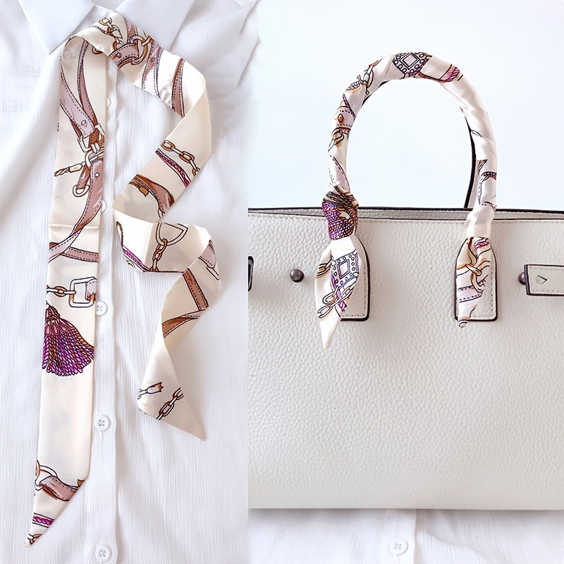 Chunky Strappy Neckline Scarf - Silk Band Hair Head Band