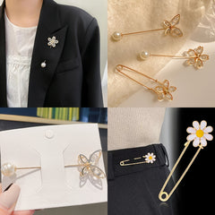 4pcs Personalized Brooch Sweater Shawl Clip Safety Pin Women's Clothing Decor