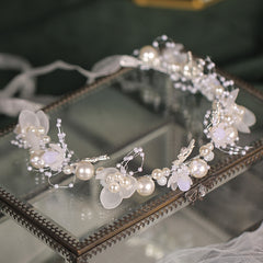 Boho Floral Tiara Crown Headband Vintage Bridal Bridesmaid Hairpiece