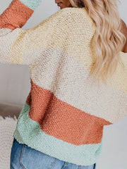 Colorblock One Shoulder Knitted Pullover Jumper