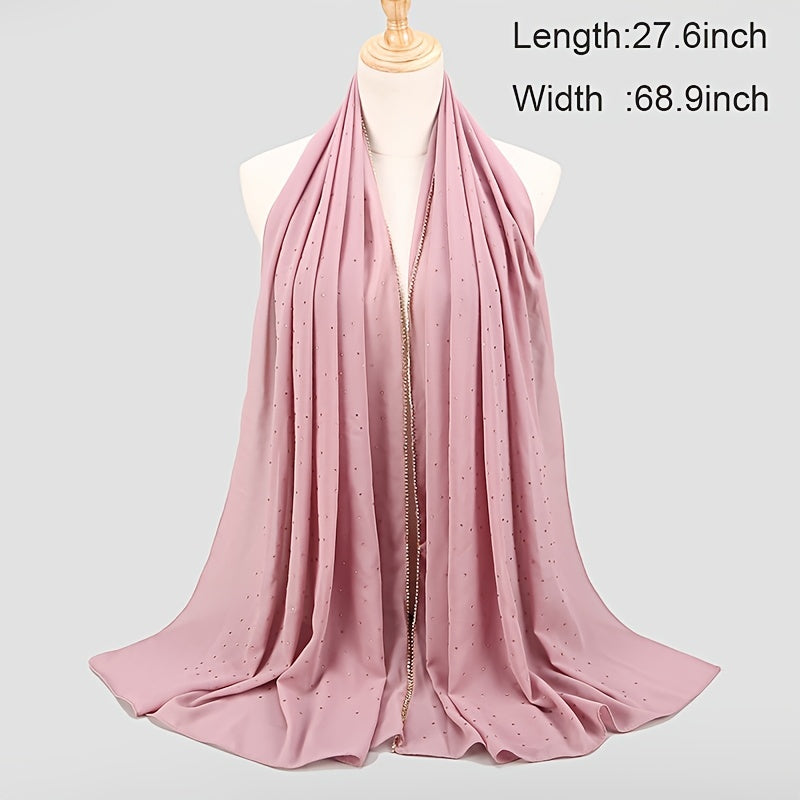 Wrinkles Pearl Chiffon Hijab Head Scarf Women Solid Bubble Wrap Shawls