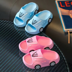 Cartoon Car Open Toe Slippers for Baby Boys Non Slip Lightweight Slipper
